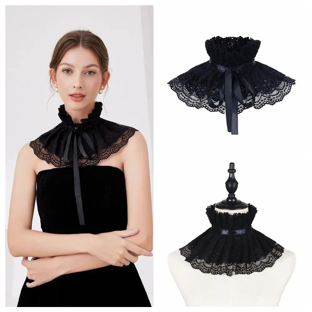 

Fashion Cotton Fake Ruffle High Collar Lace Detachable Shawl Decoration Victorian False Collar Clothes Accessories