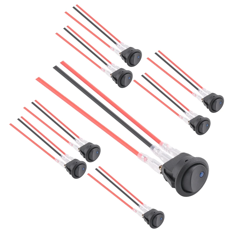 مفتاح الروك LED 8 قطع 12 فولت 20 أمبير مستدير أزرق تبديل LED الروك التبديل على الخروج التحكم