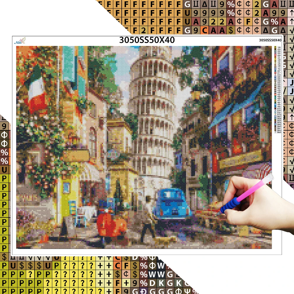 5D New Diamond Embroidery Street Picture Of Rhinestones Landscape Diamond Painting City Mosaic House Needlework Home Decor Art