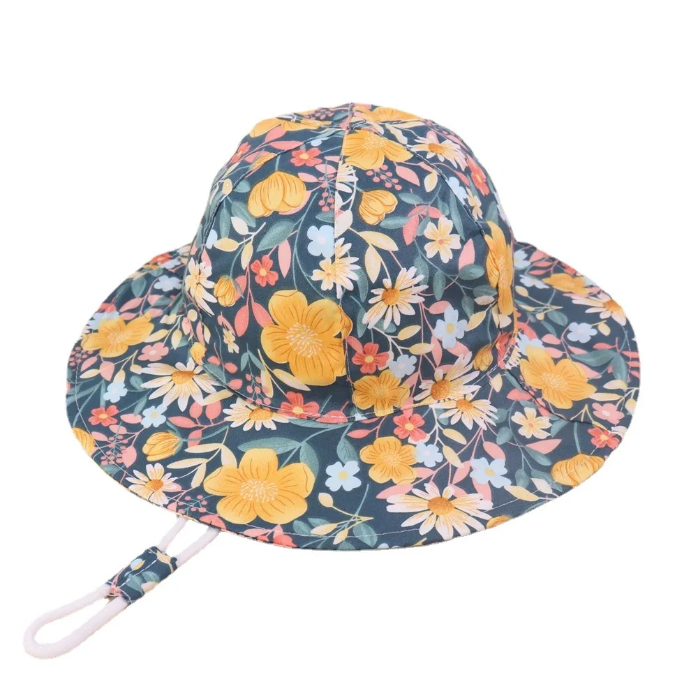 1-8 Years Old Baby Boys Girl Sun Caps Summer Beach Hats with UPF 50+ Toddler Infant with Wide Brim Strap Outdoor Bucket Hat