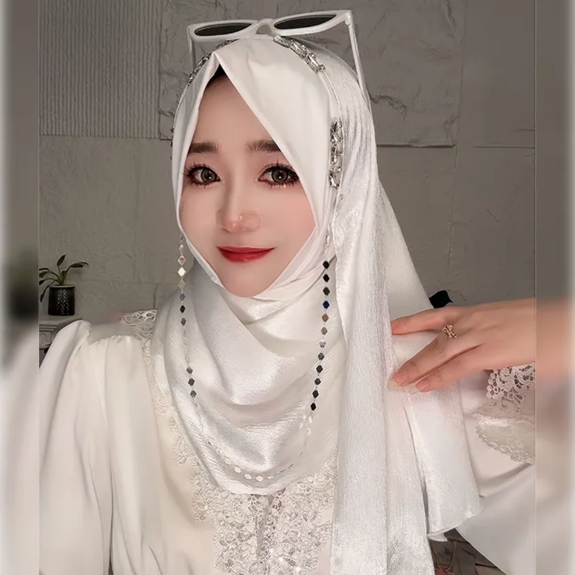 2026 Summer Muslim Girls Shayla Rhinestone Women Hijabs Wraps