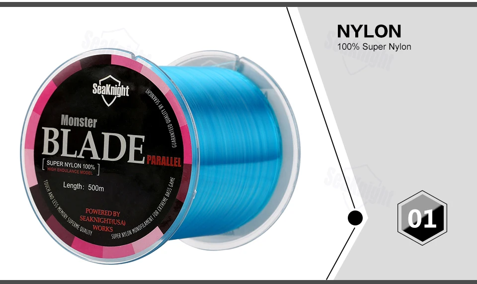 SeaKnight Marke 500M Nylon-Monofilament Hochfeste Angelschnur Superstark 35LB Karpfen-Angelschnur Blade-Serie – Detail 4