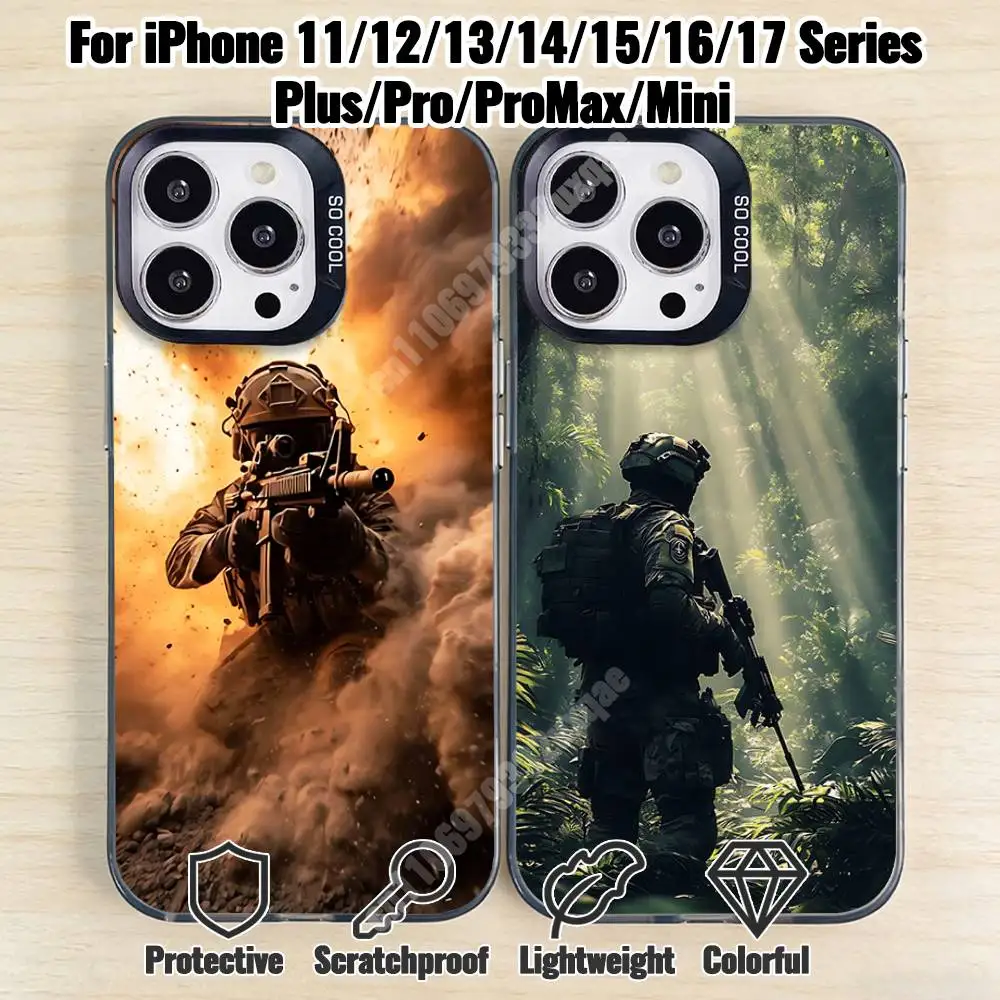 

Cool Army Special Forces Phone Case for iPhone 17 16 Pro Plus 15 14 13 Max Mini 12 11 X XS Air Shield Bumper