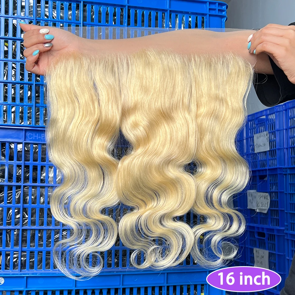 Body Wave #613 Color 13x4 Transparent Lace Frontal Blonde Human Hair Bleached Knots Invisible Lace 100% Raw Virgin Human Hair
