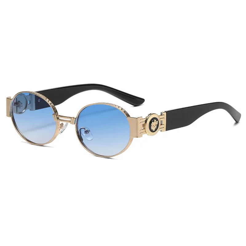 جديد خمر البيضاوي النظارات الشمسية الإطار المعدني المرأة الفاخرة مصمم نظارات شمسية ظلال للرجال Oculos UV400 Gafas De Sol Mujer