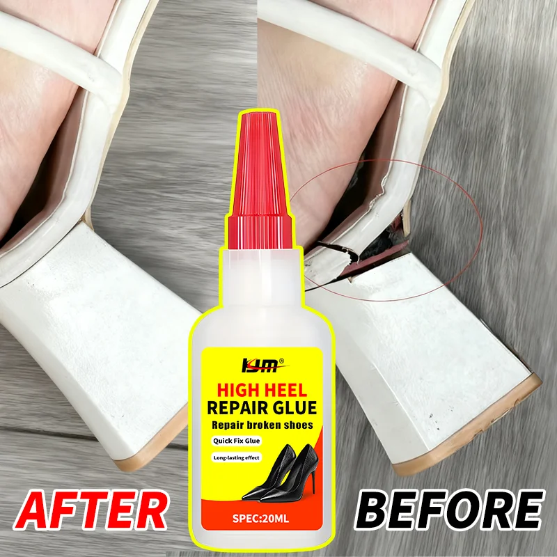 KJM 20ML Quick Dry Shoe Repair Glue Strong Waterproof Adhesive Fix Broken High Heels Soles Leather Footwear