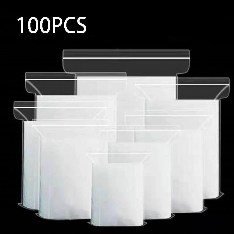 100pcs Organizer Plastic Bags Transparent Packaging Self Seal Clear Plastic Poly Bag Food Storage Package Reclosable Fresh Bag