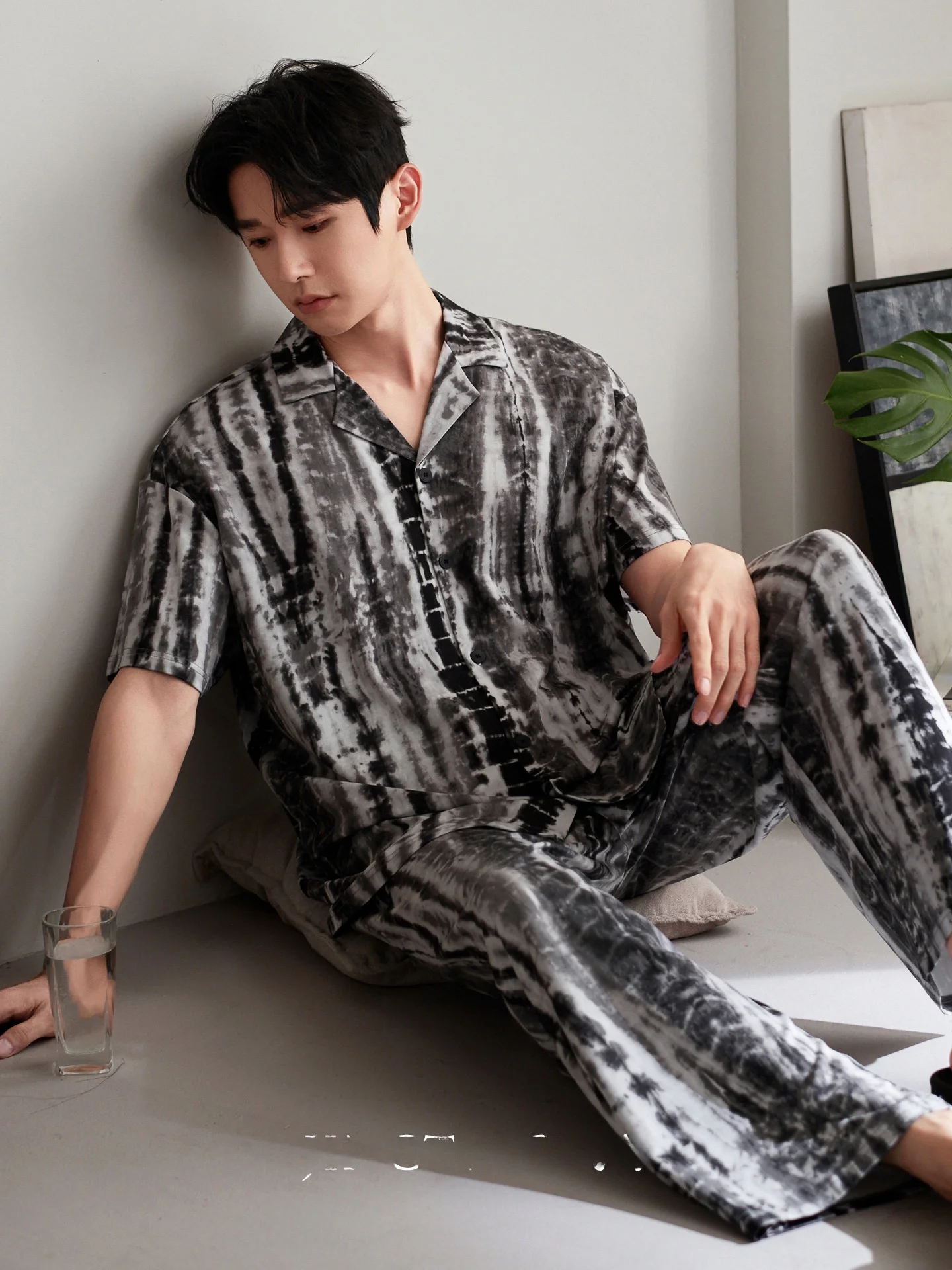 men's-summer-sleepwear-modal-cotton-thin-short-sleeve-long-pants-home-clothes-set-large-size-casual-style-print-comfortable