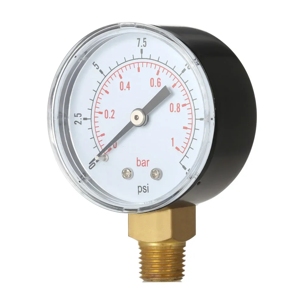 50mm Water Pressure Dial 0~15psi 0~1bar / 0~60psi 0~4bar Manometer Hydraulic Pressure Gauge 1/4