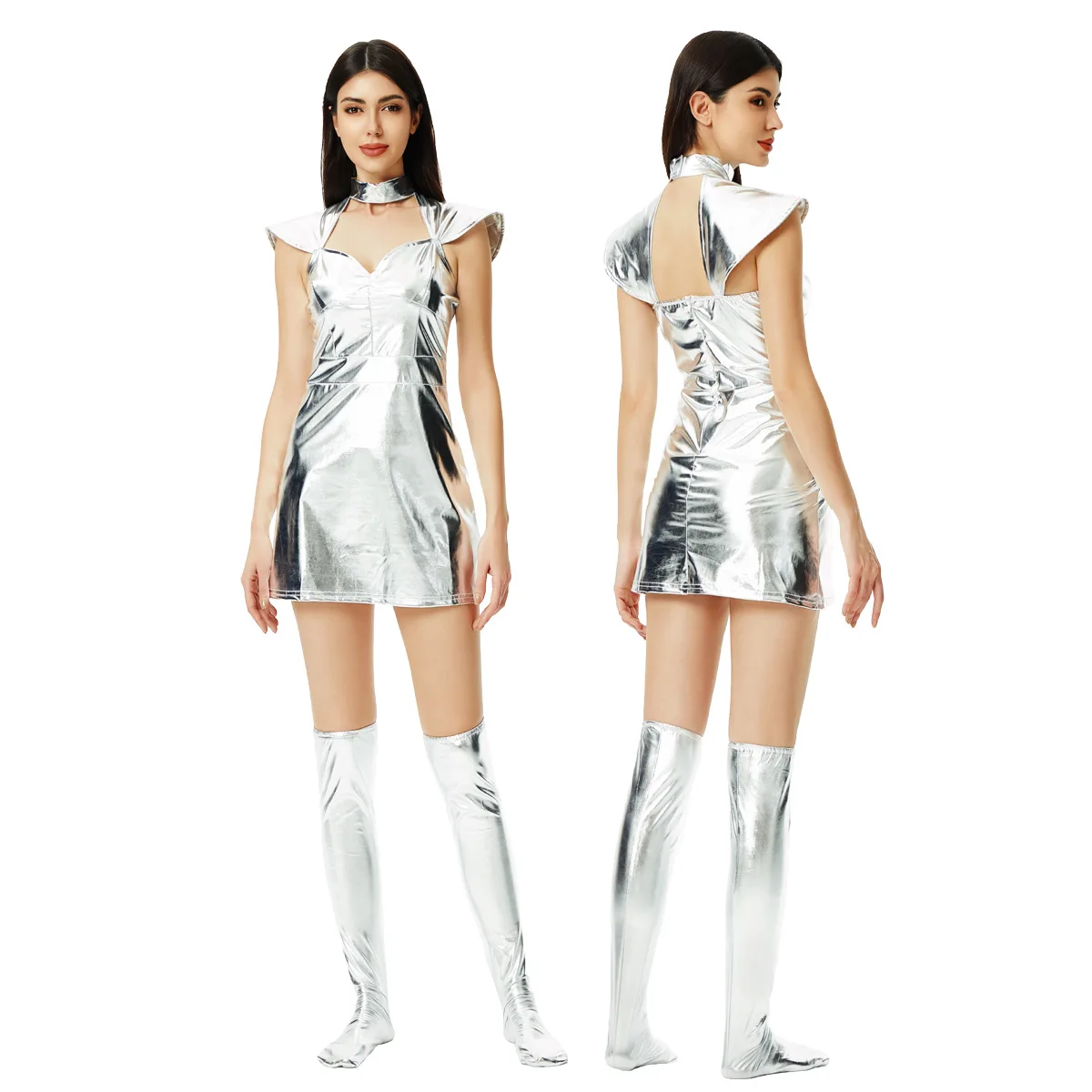 

Adult Women Halloween Costume Cosplay Astronaut Space Warrior Skinny Dresses Science Fiction Themed Party Role Playing Outfit
