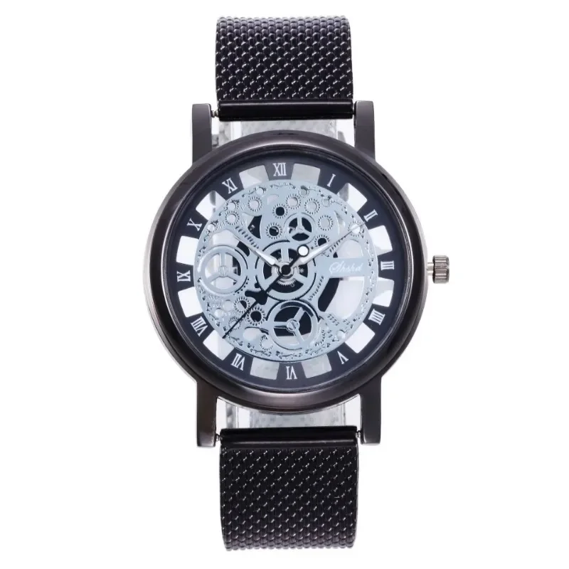 New Fashion Top Women Hollow Skeleton Faux Mechanical Watch Ladies Metal Mesh Quartz Wrist Watches For Female Relogio Feminino