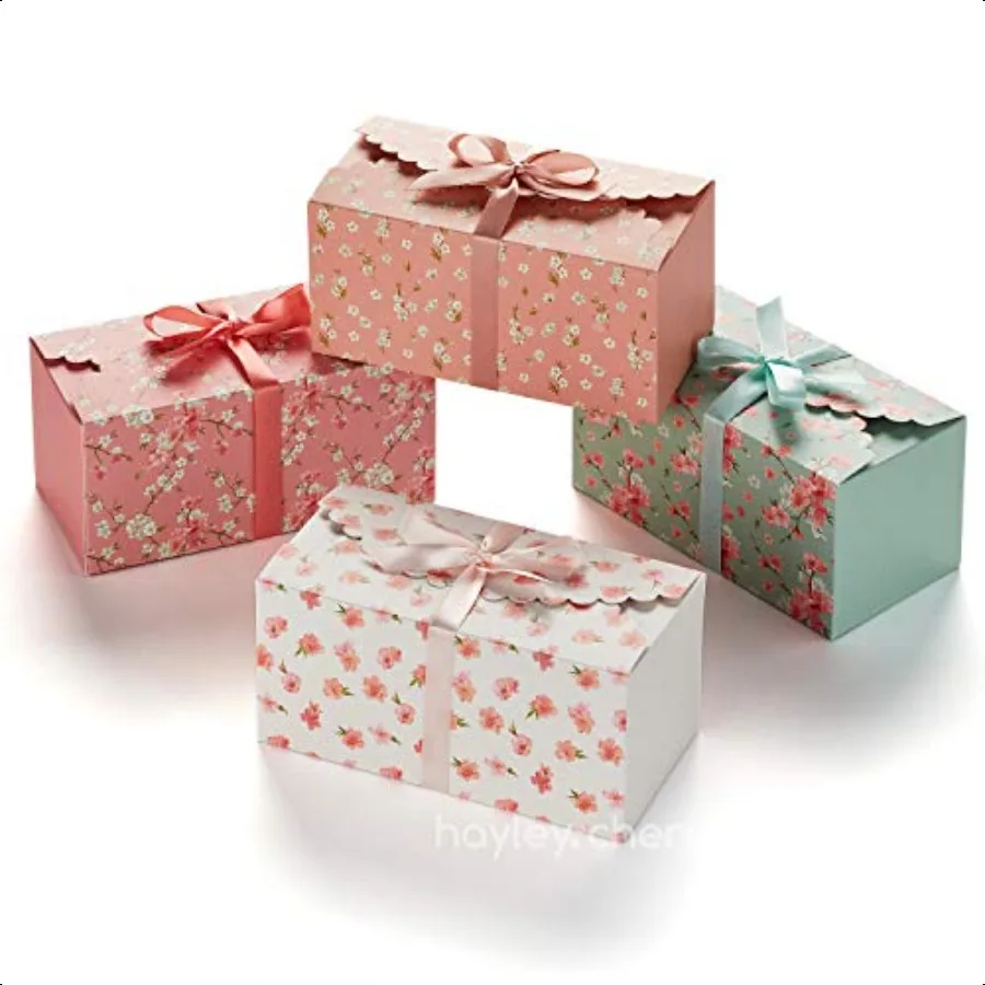 Decorative Floral Gift Boxes with Lids Ribbons Treat Boxes
