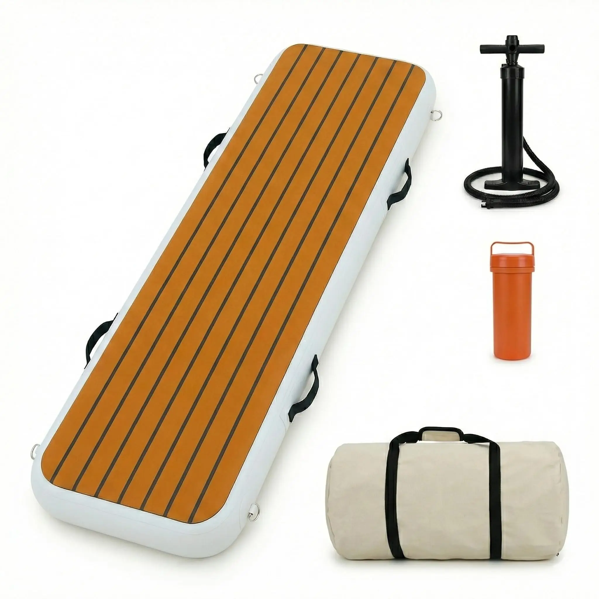 Tragbarer aufblasbarer Gangway 2x0,6m x 15cm dick, schwimmender Dock-Laufsteg mit rutschfestem Deck, leicht zu transportierende Boots-Einstiegsplattform für Yacht- und Marineeinsatz