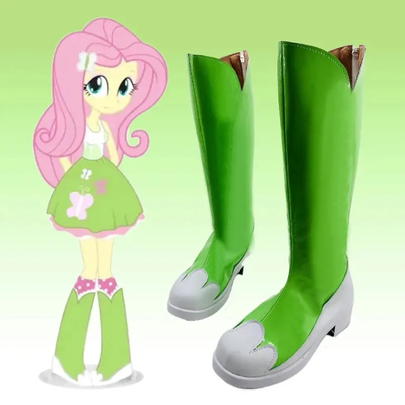 

CyFluttershy Cosplay Shoes Anime Cosplay Props Green PU Leather Shoes Halloween Carnival Boots Custom Made
