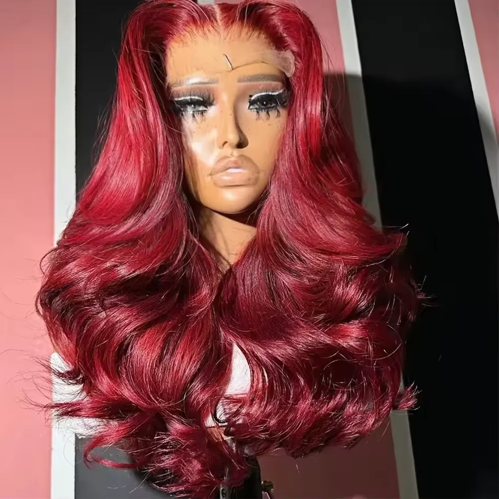 

99J Burgundy Body Wave 13x4 HD Lace Front Wig 250% Density Human Hair Pre Plucked Natural Hairline for Women