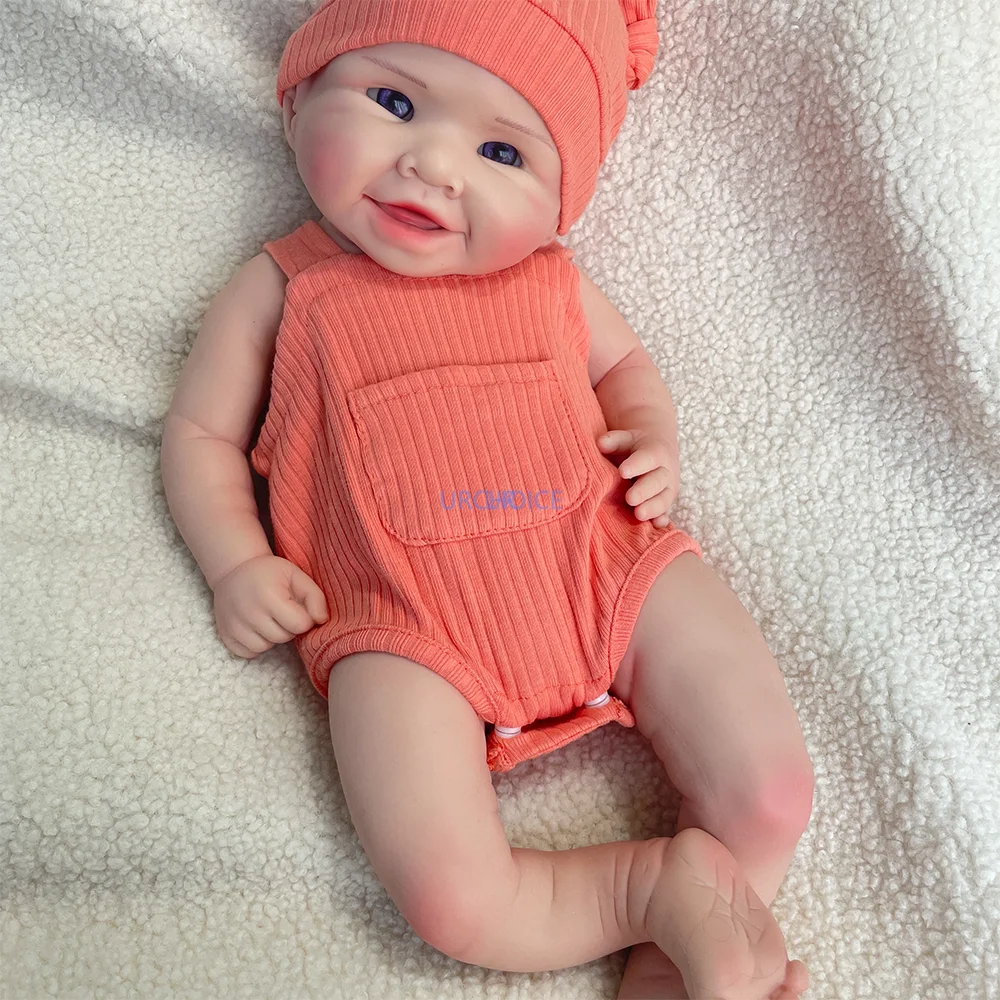 Macio bonito 18 "silicone reborn bebê menina boneca realista corpo inteiro platina silicone renascimento boneca para o natal páscoa crianças presente