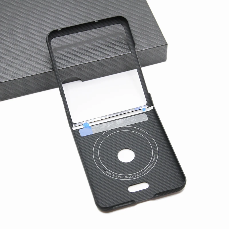 

ZXKE True Fiber Case For Motorola Moto Razr 60 Ultra Embedded Iron Sheet Magnetic Car Support Magsafe Aramid Fiber Shell