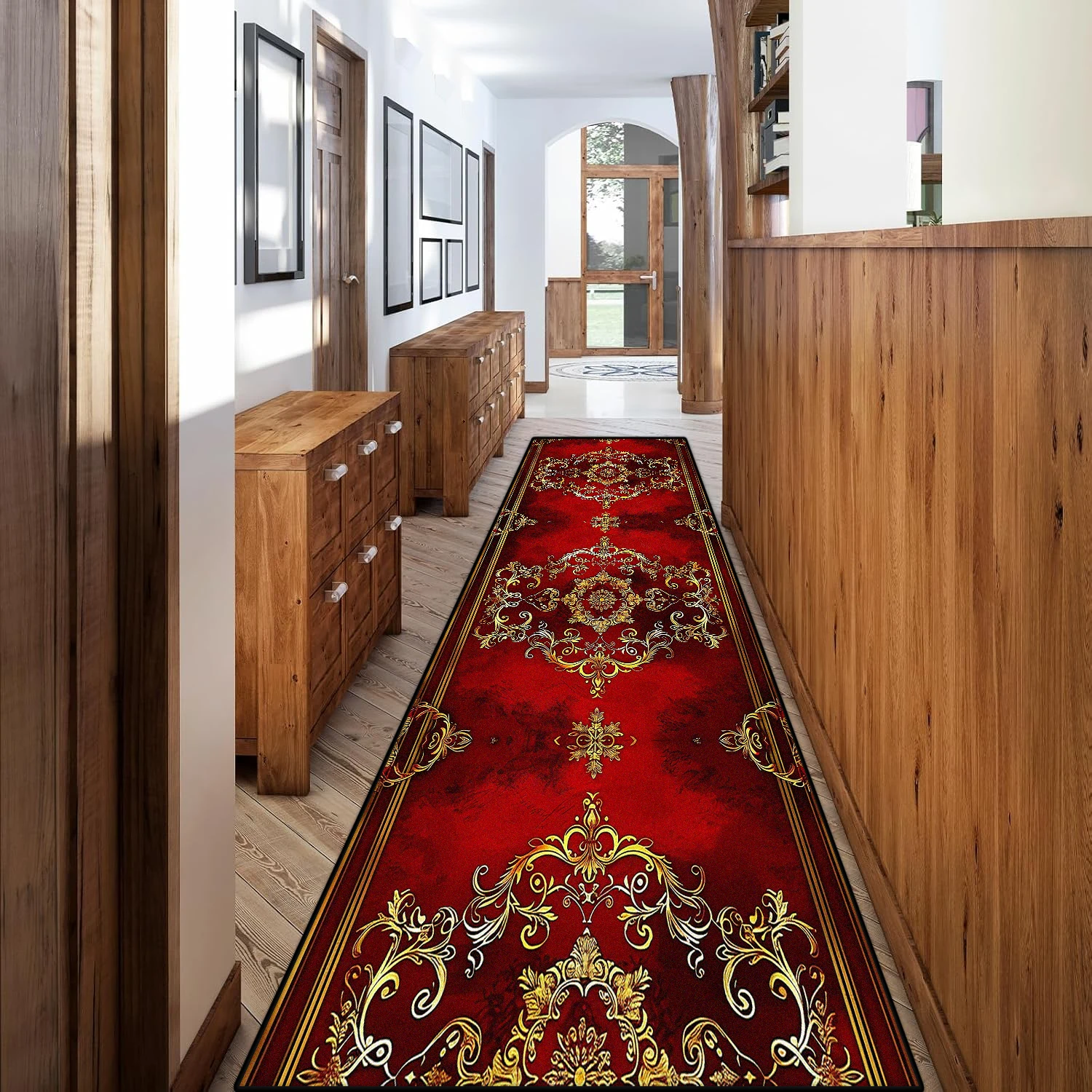 

Persian Style Home Corridor Decor Carpet Customizable Big Size Stairway Non-slip Mat Soft Easy Clean Hotel Hall Doorway Long Rug