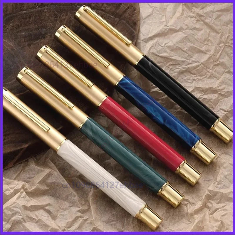 Metal Green Resin Ballpoint Pens Black 0.5mm High Quality Gel Pen  Gift Luxury Business Roller Ball Stationery（5pcs）