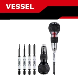 VESSEL Ball Grip Impactor Screwdriver Set with Replacement Bits Interchangeable Cross Hexagonal Screwdriver Bits 230HW / 238HW-2