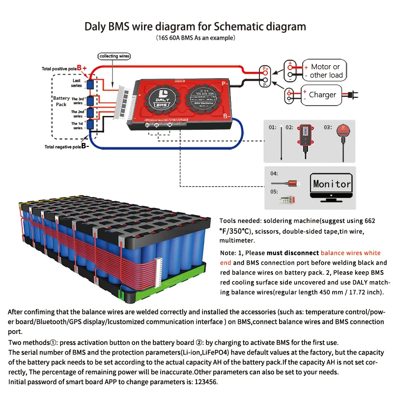 دالي الذكية LiFePo4 BMS 4S BT 12V 24V 36V 48V 30A 60A 80A 100A 120A 150A 200A 250A 300A 400A 3S 7S 8S 10S 12S 13S 16S 24S