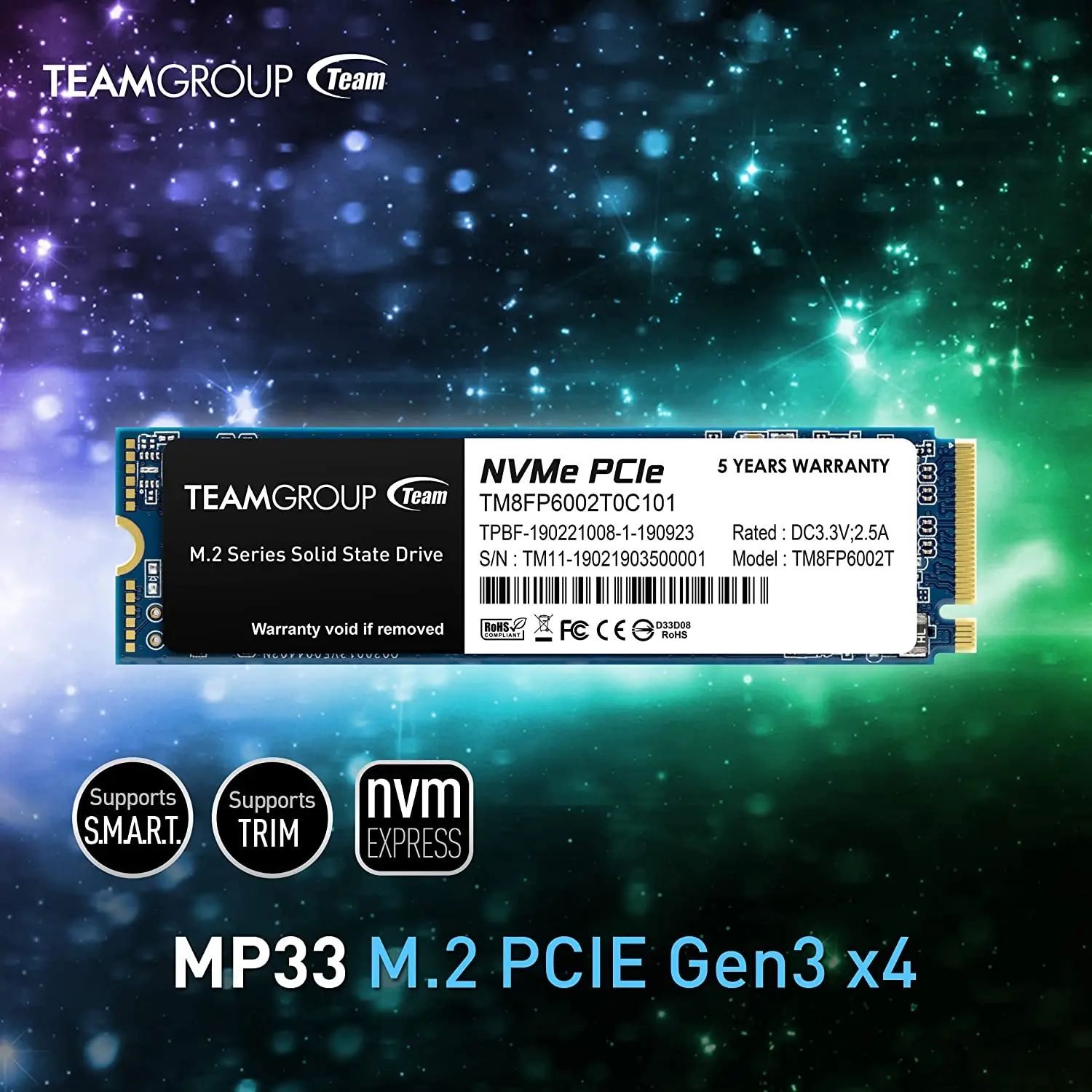 TEAMGROUP MP33 512GB 1TB SLC Cache 3D NAND TLC NVMe 1.3 PCIe Gen3x4 M.2 2280 Wewnętrzny dysk półprzewodnikowy SSD, do 1800 MB/s