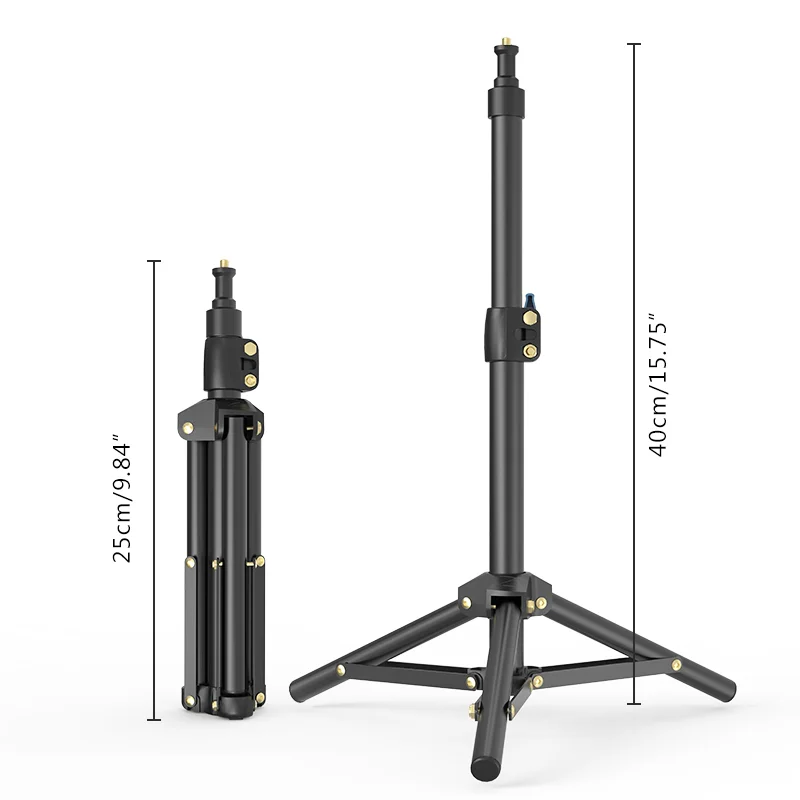 LUXCEO Foldable 40cm Table Tripod Light Stand with 1/4 Screw for Smartphone Camera Video Light Panel Ring Light