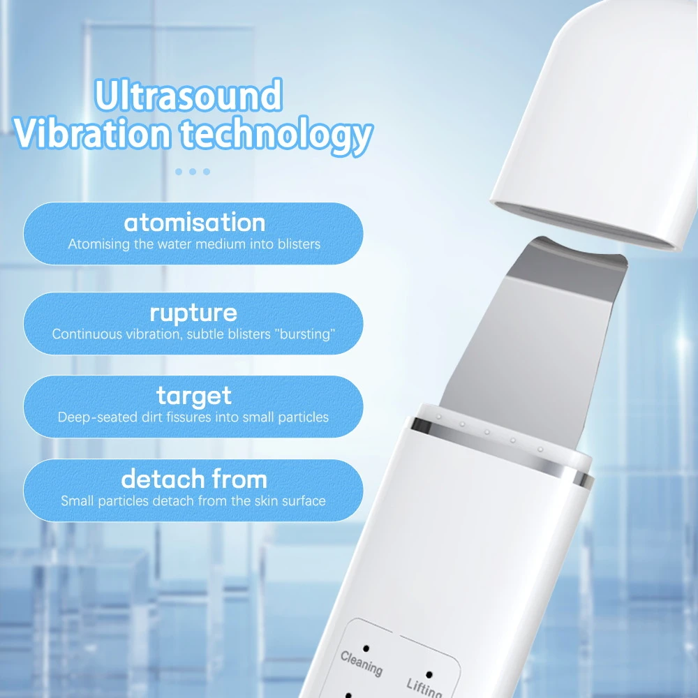 2025 depurador ultrasónico de la piel vibración espátula Facial removedor de espinillas pala limpia cavitación Peeling levantamiento Facial cuidado de la piel