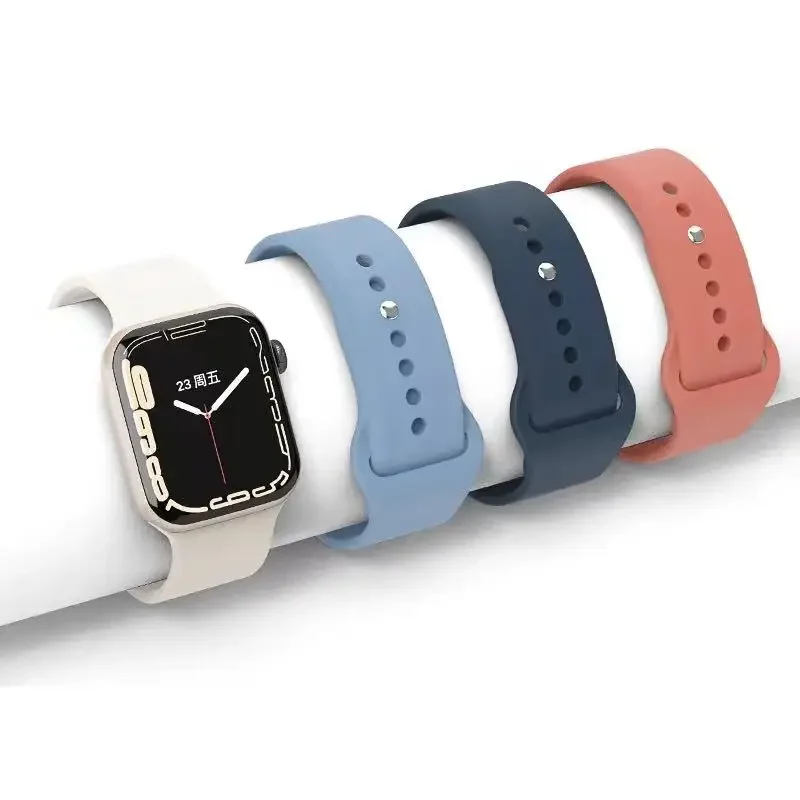 Silicone Band For Apple Watch strap 44mm 45mm 40mm 41mm 42-38mm 45 mm sport bracelet iwatch series 8 7 6 5 4 3 SE 9 Ultra 2 49mm