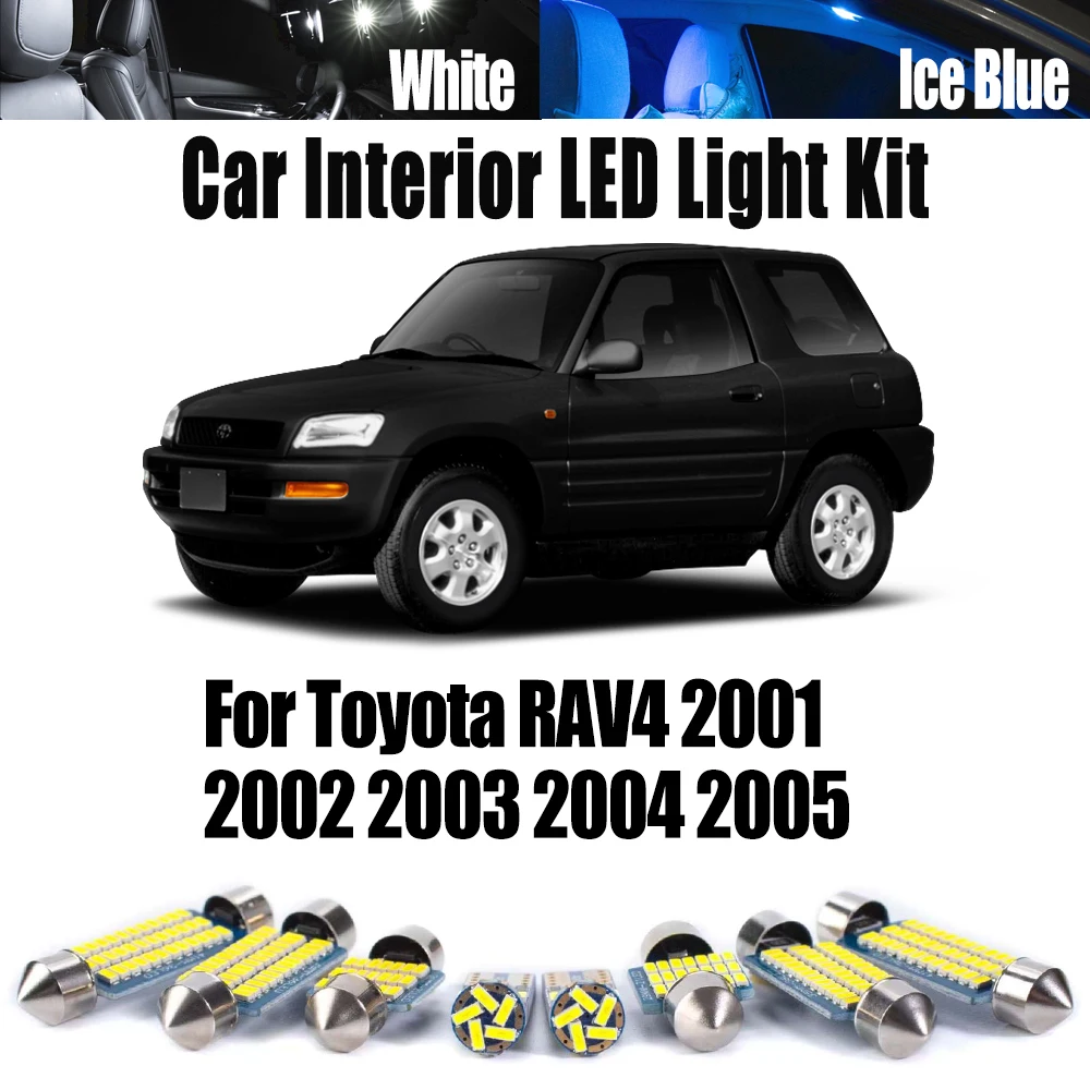 

8Pcs For Toyota RAV4 2001 2002 2003 2004 2005 Car Number Plate Bulb Map Dome Ceiling Lamp Canbus LED Interior Luggage Light Kit