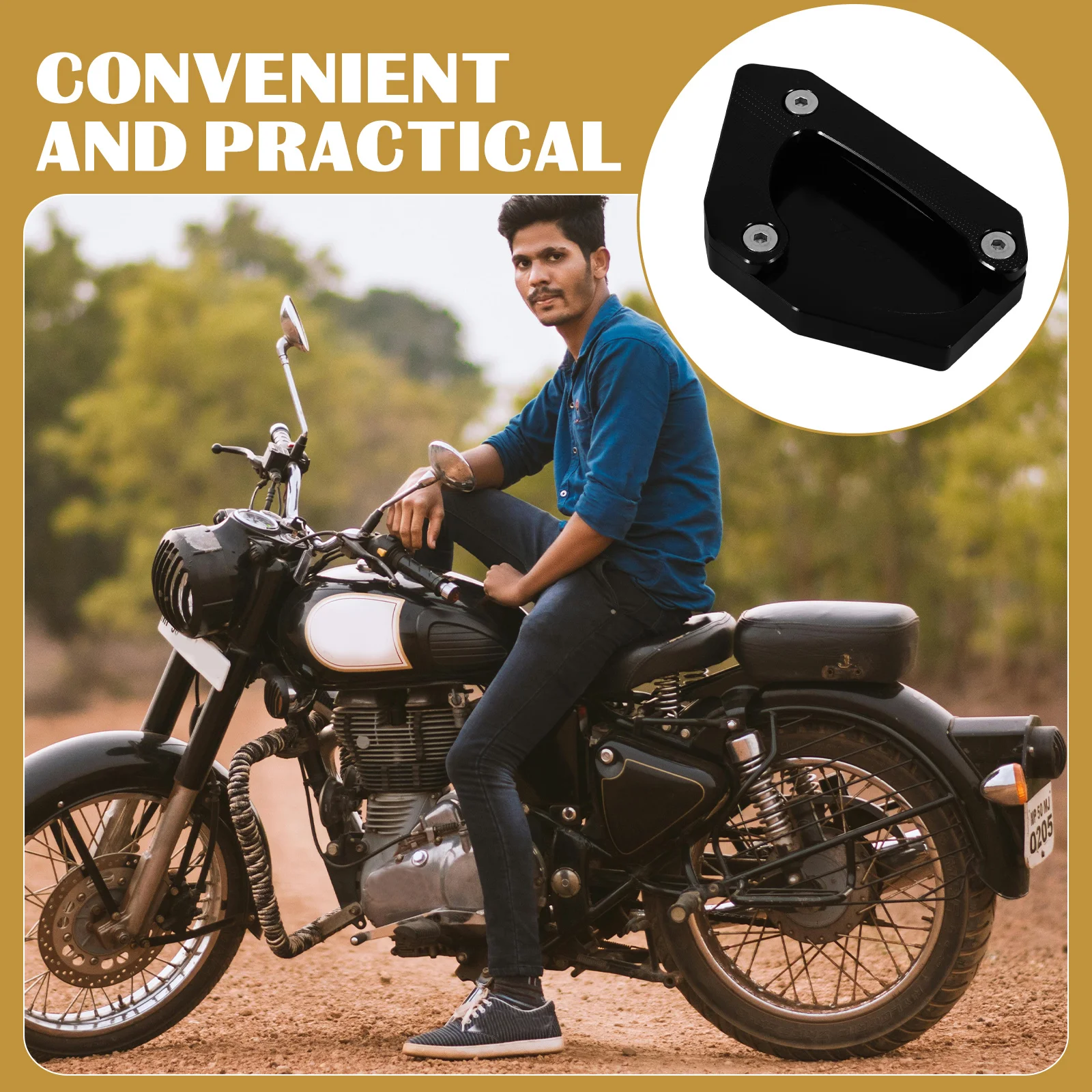 

1pc Motorcycle Kickstand Plate Motorbike Side Stand Pads Heavy Duty Durable Floor Protector Universal Fit Lightweight for Men