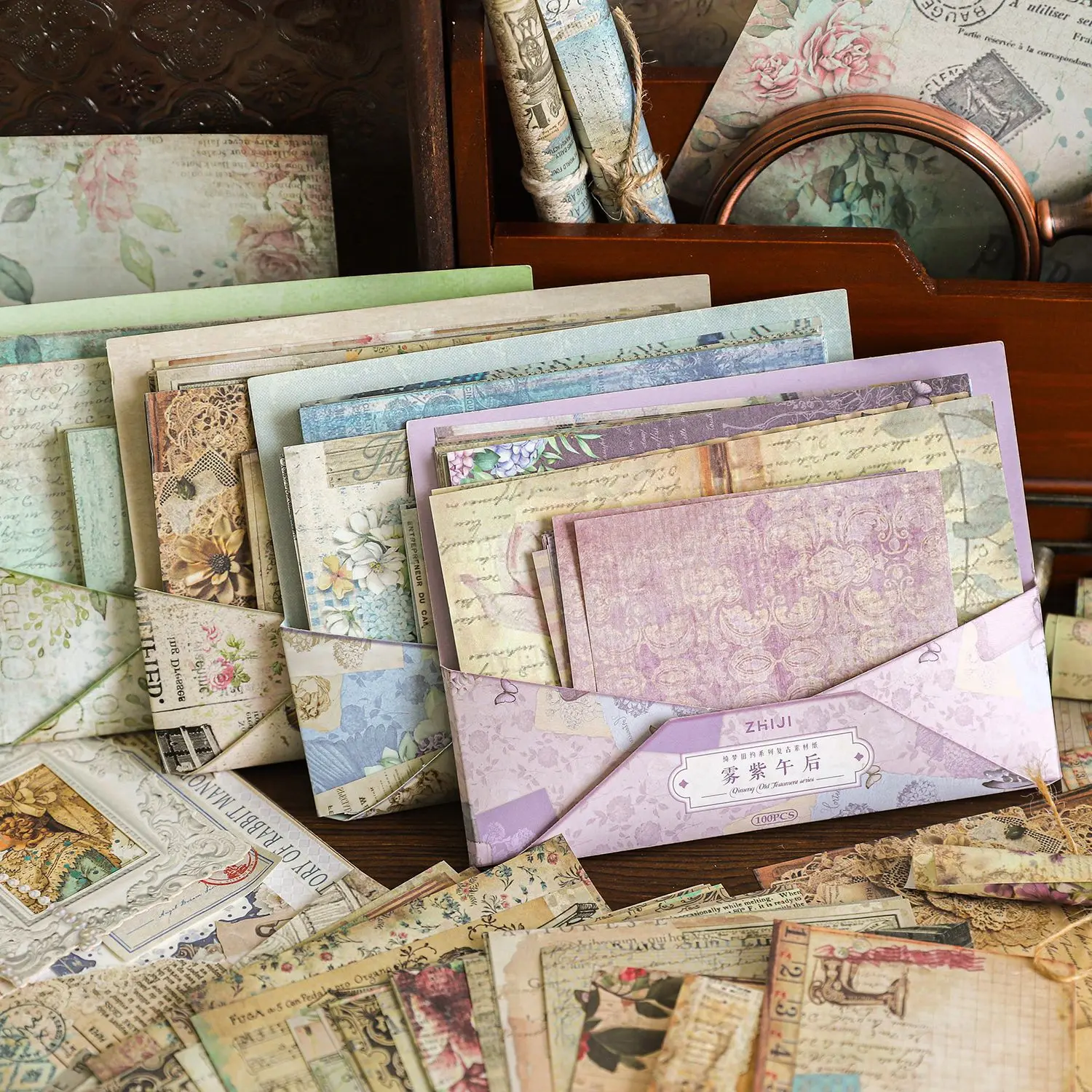 100pcs/lot Memo Pads Material Paper  pleasant and romantic dream of an old engagement Junk Journal Scrapbooking Retro  Paper