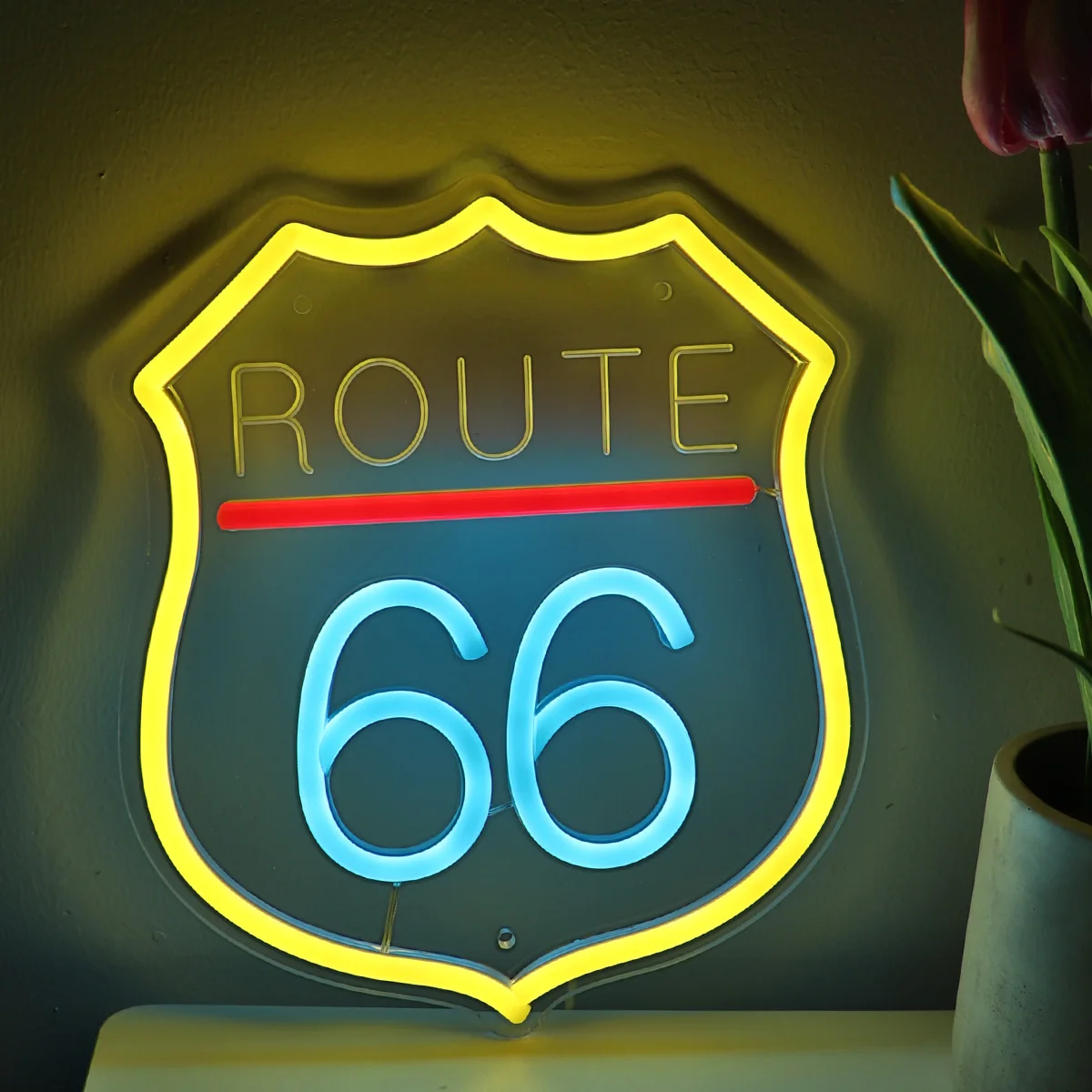 Imagem -06 - Led Wall Neon Art Sign para Decoração de Casa Route 66 Galeria Bar Clube Sala Festa Presentes 8.46 x 9.84 1pc