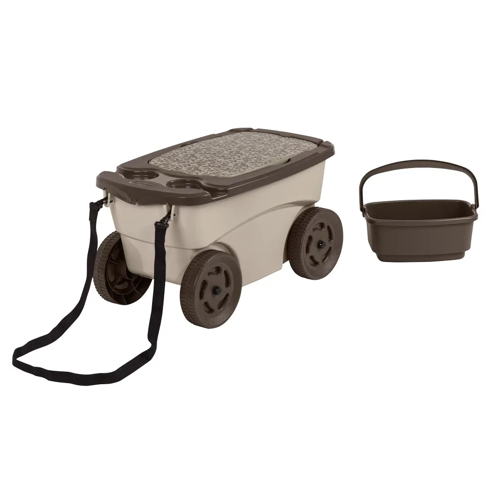 

Trolley Free Shipping Garden Carts Light Taupe Push Cart Dolly Outdoor Rolling Garden Scooter With Wheels & Pull Strap Supplies