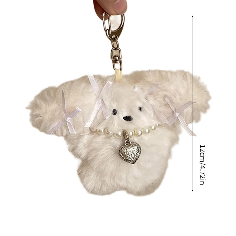 Adorável coração pelúcia coelho chaveiro pingente bonito pendurado ornamento pingente chaveiro mochila decoração charme jóias