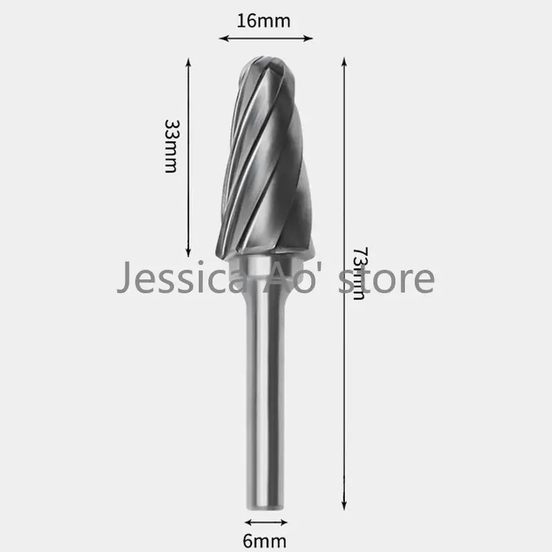 L6-16mm Roughing Milling Cutter for Aluminum Rubber Metal Woodworking Tools Dremel Router Bits Wood Cutters Cone Shape Ball Head