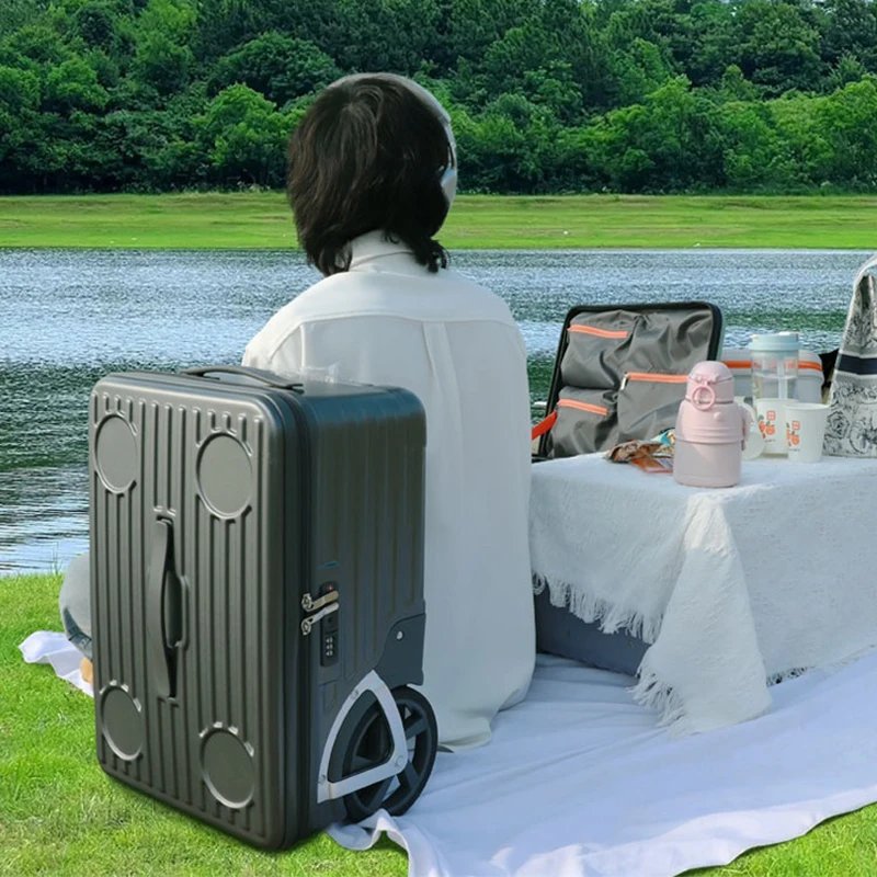 

2025 New Outdoor Luggage 20 inch Oversized Wheel Side Opening Trolley Case 24 inch Large Capacity Camping PC Suitcase