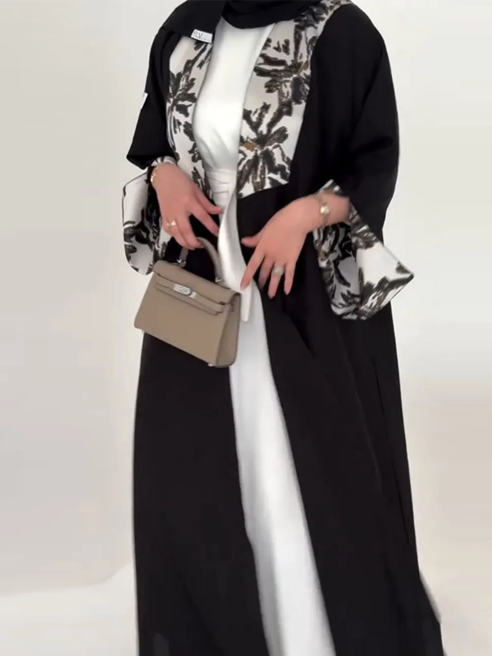 Muçulmano abaya feminino impressão cardigan longo trench coat eid marrocos blusão retalhos outerwear árabe saudita ramadan casaco 2025