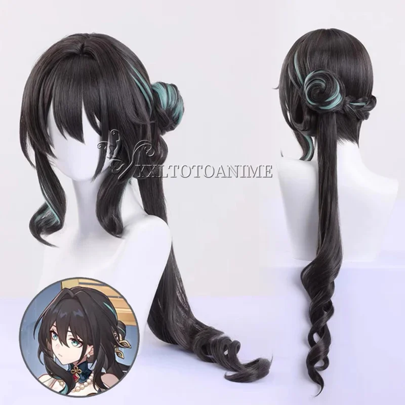 Game honkai star rail Ruan Mei cosplay wigs wig cap Green Black long hair heat resistant synthetic Halloween role play prop