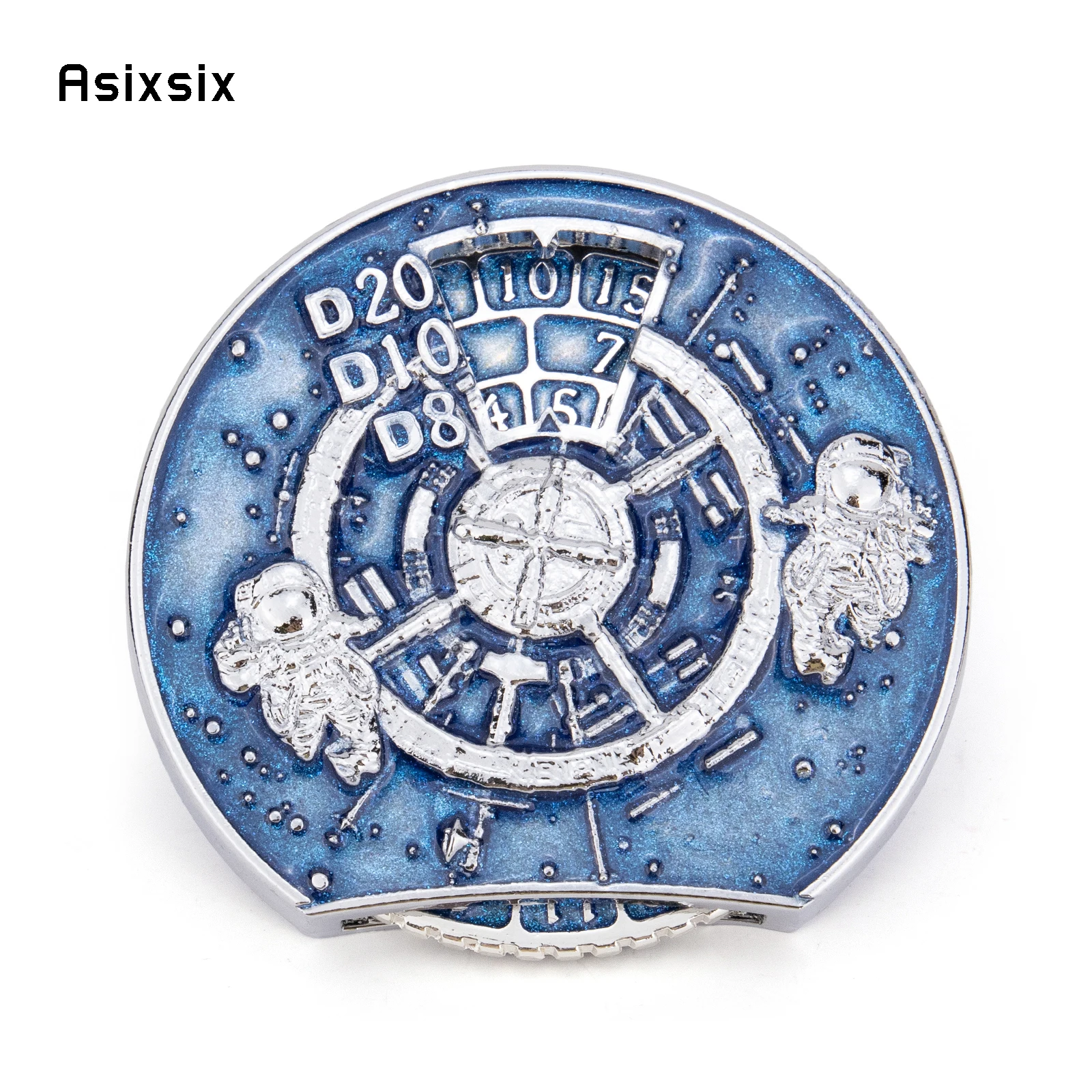 

Сине-белая игрушка в стиле астронавта с вращающимся колесом и играми для многопользовательской игры, с системой подсчета кубиков