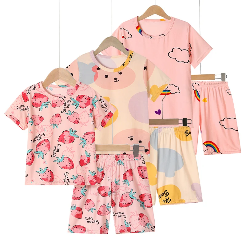 2-piece Children's Summer Fashion Printed Household Clothing Suit Boy Comfortable Joker Dinosaur Short-sleeved Girl Cute Pajamas