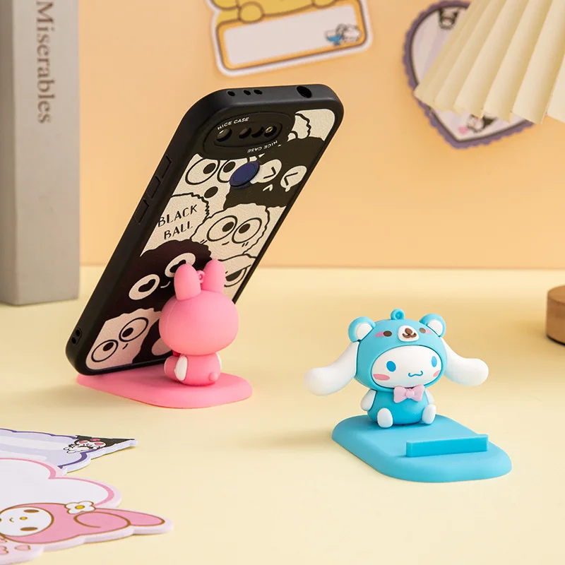 Anime Hello Kitty Mobile Phone Holder Kawaii Sanrio Kuromi Cute Cinnamoroll Melody Doll Model Desk Home Decor Ornament Wholsale