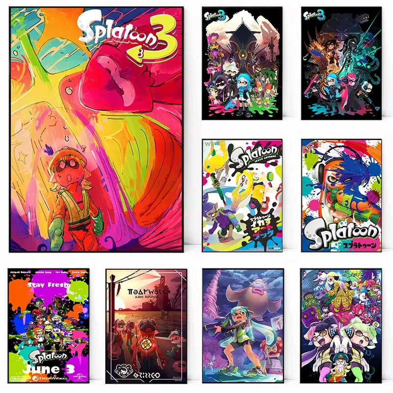 Classic game Splatoon 3 poster anime painting art Canvas printing Wall Home Living Room Internet bar decoration hanging painting