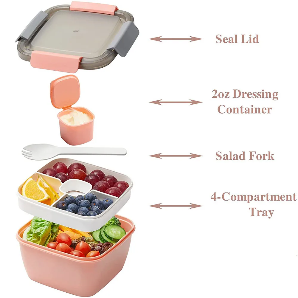 Lunch Bento Box Salad For With Compartments Kawaii Women Microwave Portable Food Plastic Container School Tableware Picnic Set