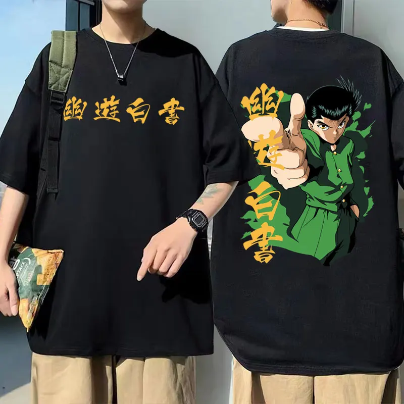

Anime YuYu Hakusho Urameshi Yuusuke Graphic T-shirt Summer Men Women Fashion Oversized Streetwear Male Casual Soft Cotton Tshirt