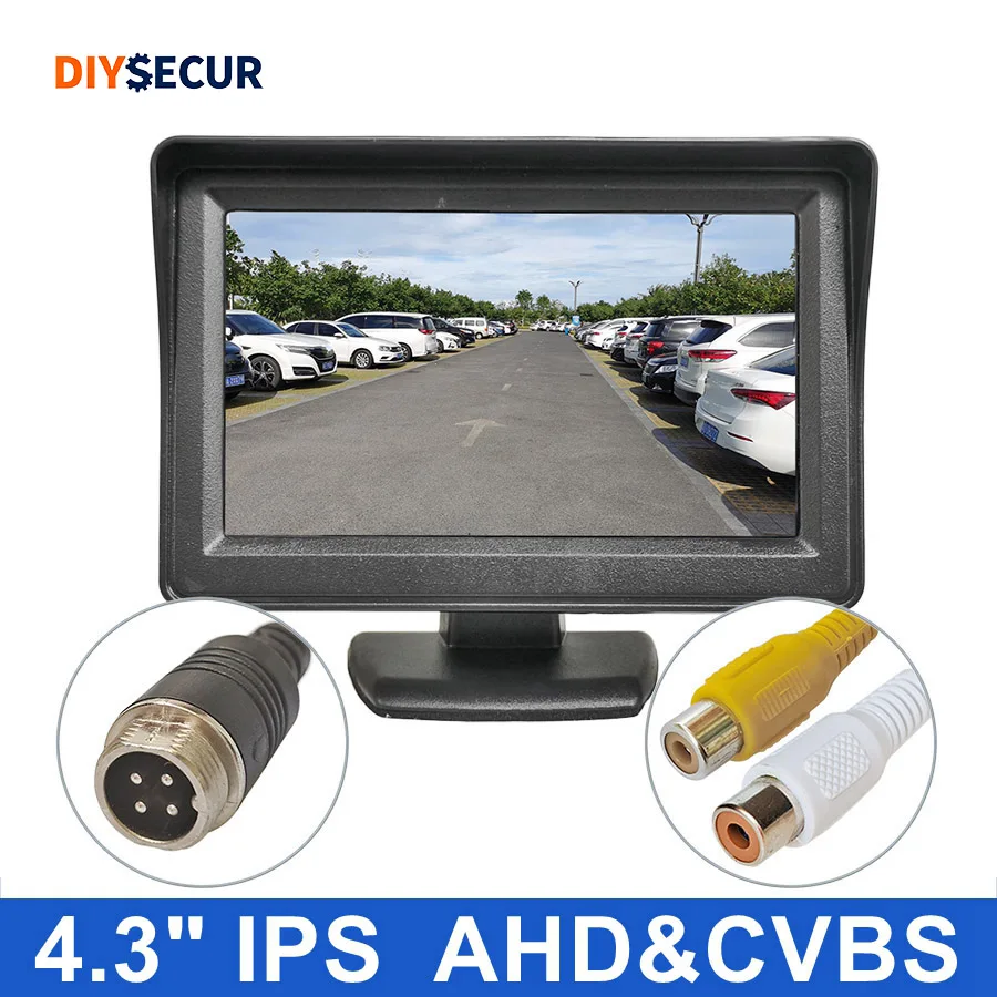 

DIYSECUR 4,3-дюймовый AHD IPS-монитор для камеры заднего вида, автомобильный монитор для AHD-камер и CVBS-камер
