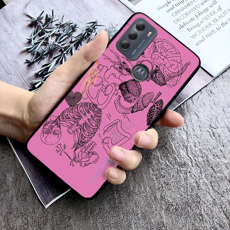 Heart Anatomy Skull Bones Phone Case For Moto G84 G22 G32 G42 G52 G62 G53 G72 G60 G60S G100 G10 G20 G30 G13 G50 G 5G G Pure