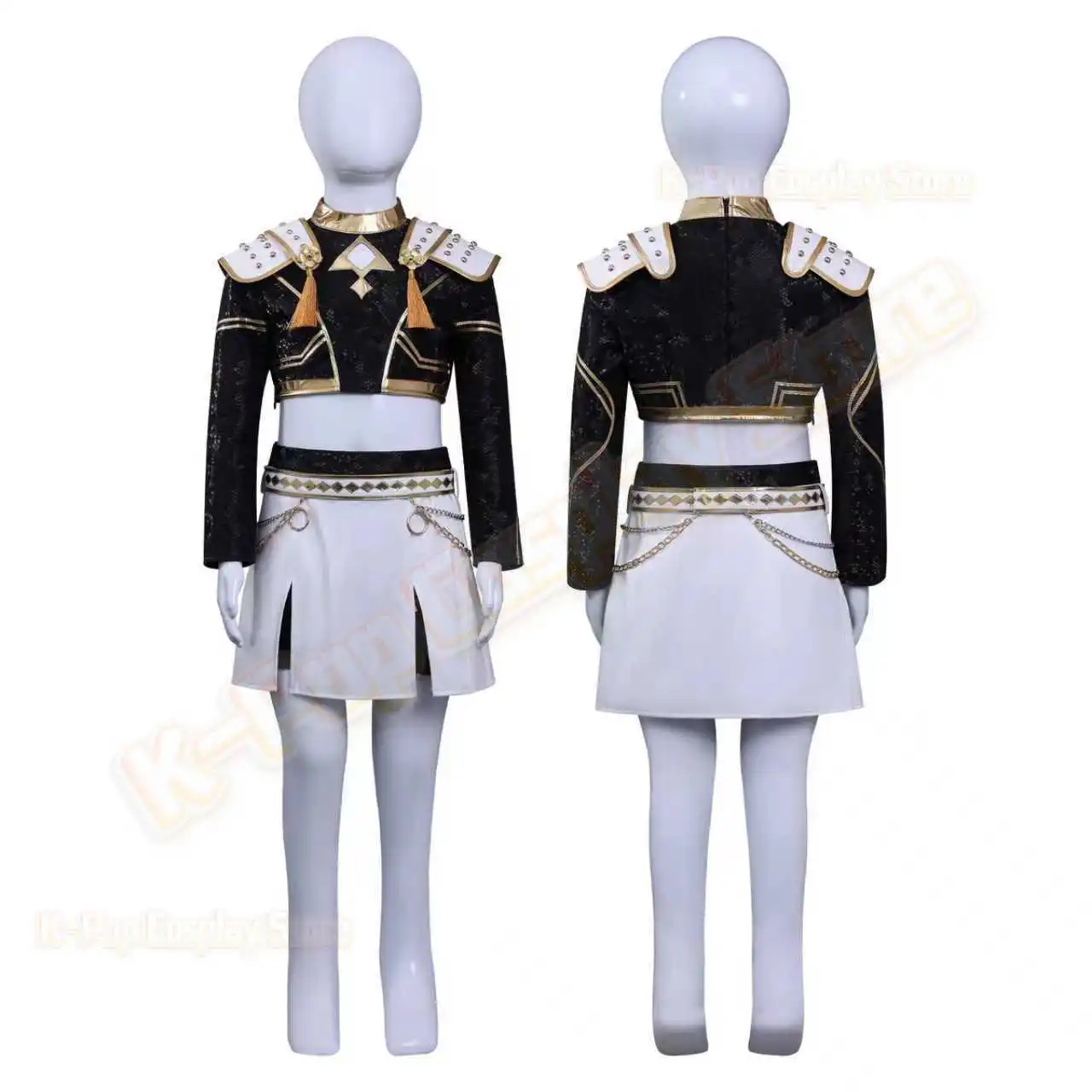 زي أداء ذهبي أسود للأطفال KPop شيطان الصيادين هنتركس رومي زوي ميرا أزياء تنكرية للفتيات فستان حفلات الهالوين