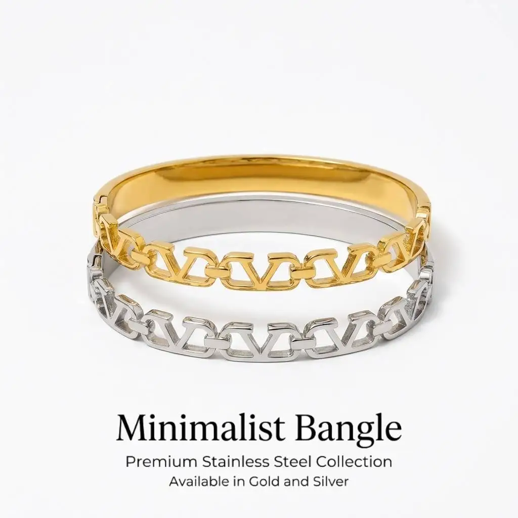 Image of Goldfarbener Snap-on-Armreif mit Ausschnitten, Edelstahl-Armband mit Buchstabe V für Damen, Modeschmuck-Geschenk, 60 mm