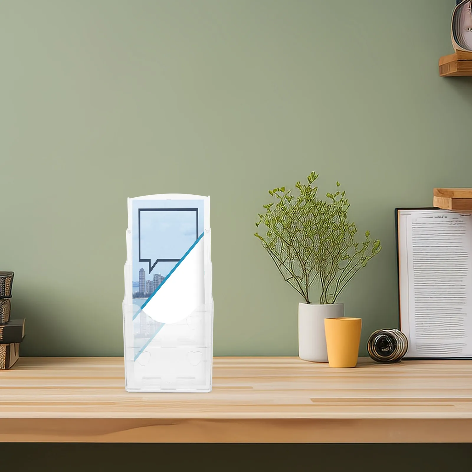 A6 Foldable Brochure Rack Clear Tiered Display Stand For Pamphlets Flyers Documents Desktop Organizer Trifold Brochure